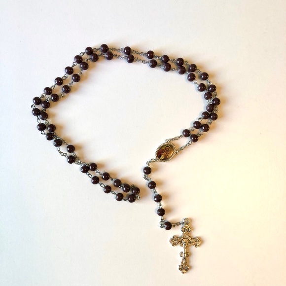 Rosary Beads - Brown and Silver - Picture 2 of 5